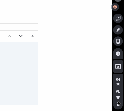Przycisk do tworzenia zrzutów ekranu, który znajduje się w menu ustawień na belce.